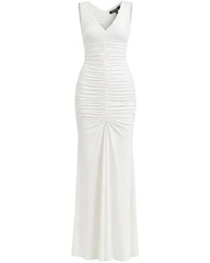 Toccin Inez Ruched V-Neck Dress - White