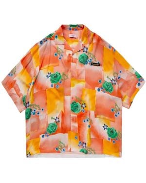 Martine Rose Floral-Print Spread-Collar Shirt - Orange