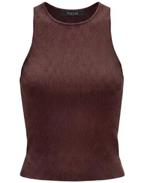 Toccin Ribbed Racer-Neck Tank Top - Purple