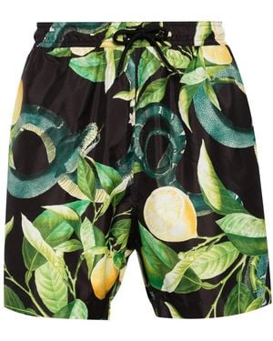 Roberto Cavalli Badeshorts Tiger Tooth-Detail - Grün