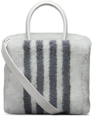 Thom Browne Shearling Stripe Tote Bag - Gray