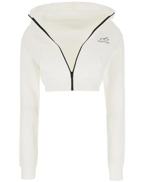 Balenciaga Sudadera Corta Con Capucha - Blanco