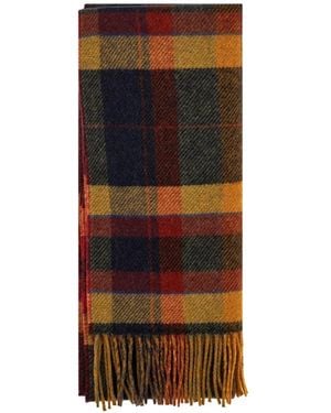 Gallo Check-Pattern Fringed Scarf - Yellow