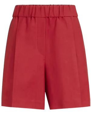 Brunello Cucinelli Pleated Elasticated-Waistband Shorts - Red