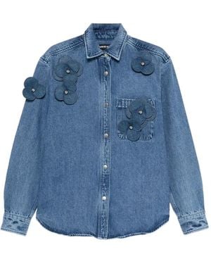 David Koma Floral-Appliqué Shirt - Blue