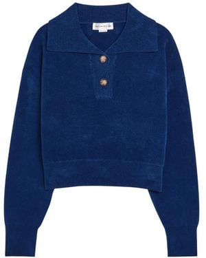 Victoria Beckham Long-Sleeves Polo Shirt - Blue