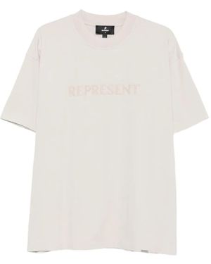 Represent Logo-Embroidered T-Shirt - White