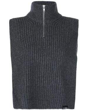 MM6 by Maison Margiela Gerippte Weste Mit Kurzem Reißverschluss - Grau