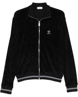 Versace Greca-Border Zip-Up Sweatshirt - Black