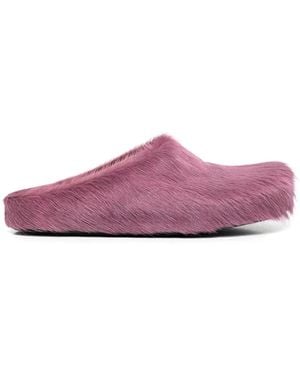 Marni Fussbet Sabot Calf-Hair Slippers - Purple
