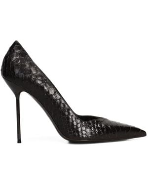 Paris Texas Lidia Python-Effect Pointed-Toe Pumps - Black