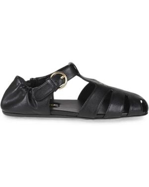 Miu Miu Logo-Lettering Caged Sandals - Black