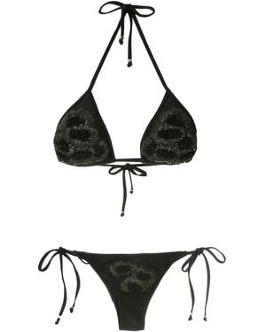Amir Slama Set Bikini Con Ricamo - Nero
