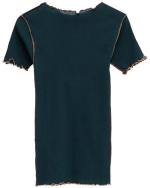 Baserange T-Shirt Côtelé Vein À Bords Ondulés - Blue
