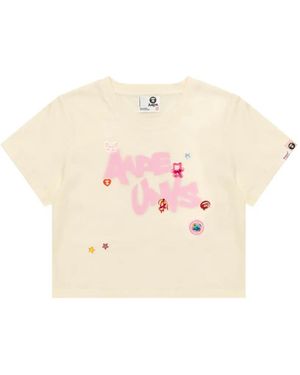 Aape By A Bathing Ape Printed Cropped T-Shirt - Pink