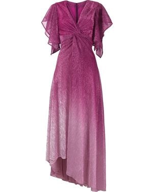 Talbot Runhof Metallic-Effect Asymmetric Midi Dress - Purple