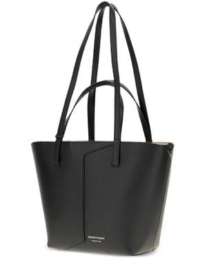 Emporio Armani Logo-Print Leather Shoulder Bag - Black