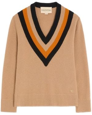 Valentino Garavani Vネック セーター - ナチュラル