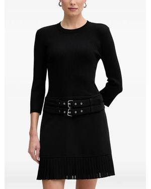 Morgan Ranos Pleated Mini Dress - Black