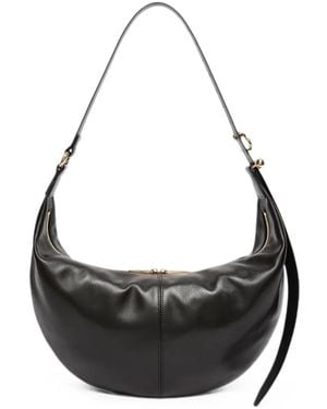 Sportmax Pioppo Crescent Leather Shoulder Bag - Black