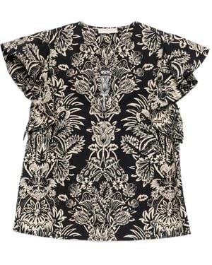 Ulla Johnson Blouse Severine À Fleurs - Black