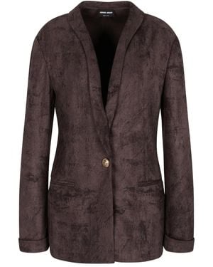 Giorgio Armani Suede-Effect Blazer - Brown