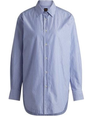 BOSS Striped Cotton-Blend Shirt - Blue