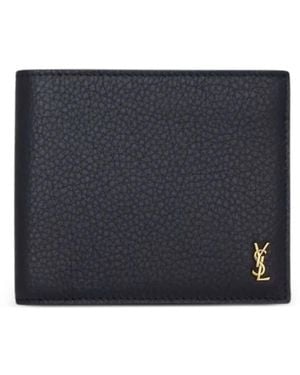 Saint Laurent Cartera con placa del logo - Azul