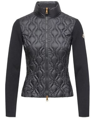 Moncler Quilted Zip-Up Cardigan - Blue