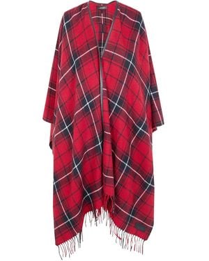 Ralph Lauren Cape Frangée À Carreaux - Red