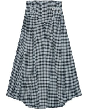 Ganni Chequered Skirt - Blue