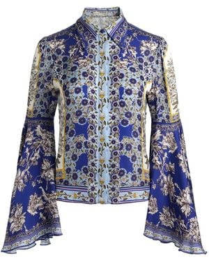 Alice + Olivia Willa Bell-Sleeve Top - Blue