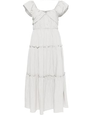 B+ AB Pleated Tiered Midi Dress - White