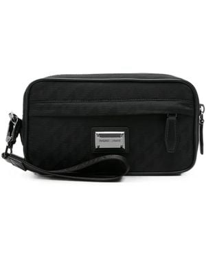 Emporio Armani Trousse Da Bagno Con Monogramma - Nero