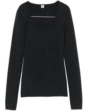 TOTEME Scoop-neck Long-sleeve Knit Top - ブラック