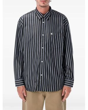 Carhartt L/ Gowan Vertical-Stripe Long-Sleeve Shirt - Black