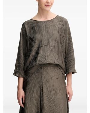 Joseph Ribkoff Geometric-Pattern Pleated Top - Grey