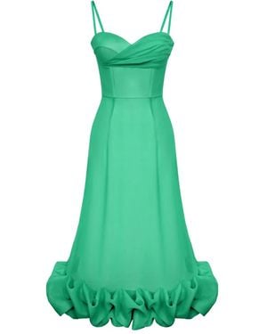 POST MERIDIEM Vestido Midi Con Corpiño Drapeado - Verde
