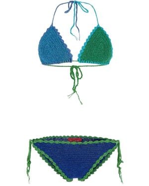 Rose Carmine Crochet-Knit Bikini - Blue