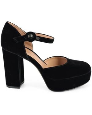 Gianvito Rossi Velvet Platform Mary-Jane Pumps - Black