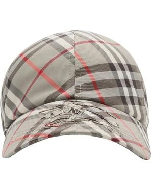 Burberry Check Ekd Baseball Cap - Gray