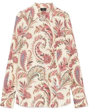 Etro Paisley-Print Poplin Shirt - Pink