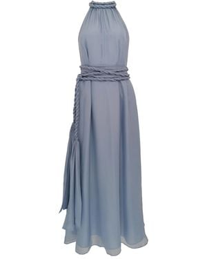 Azeeza Dany Halter-Neck Rope-Belt Midi Dress - Blue