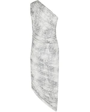FEDERICA TOSI Snake-Print Draped Asymmetric Dress - White