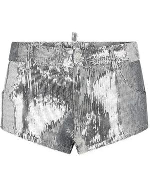DSquared² Shimmer Embellished Shorts - Grey