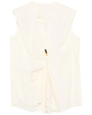 JNBY Bead-Embellished Twisted Blouse - White