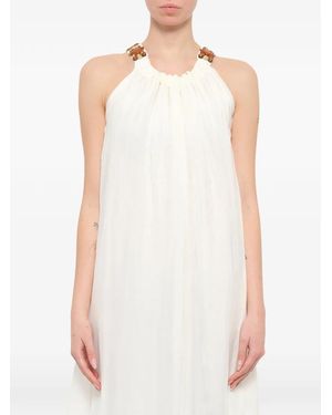 Lanvin Embellished Strap Draped Dress - White