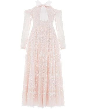 Needle & Thread Embroidered-Flowers Maxi Dress - Pink
