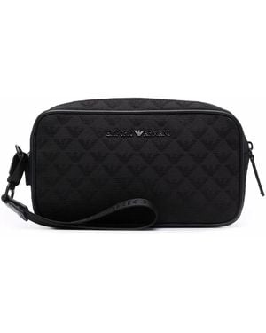 Emporio Armani Clutch Mit Logo-Schild - Schwarz