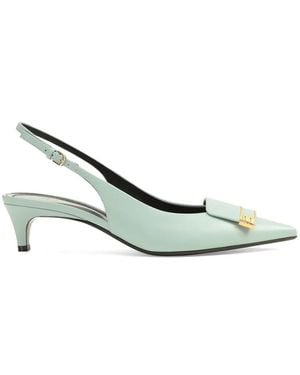 Sergio Rossi Logo-Plaque Point-Toe Pumps - Metallic